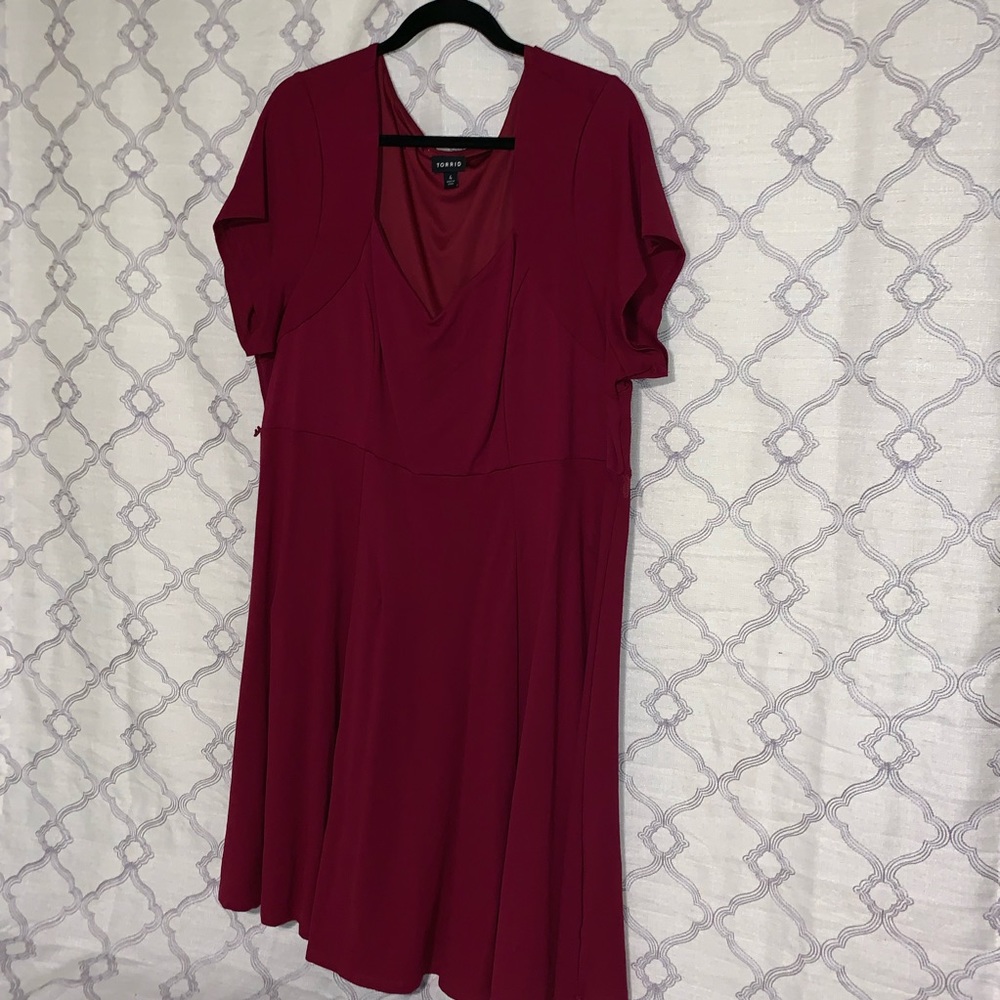 Special Occasion Red Wine Short Sleeve Dress